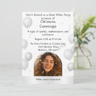 The White Soirée Birthday Celebration Invitation