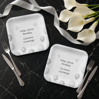 The White Soirée Birthday Celebration Paper Plate