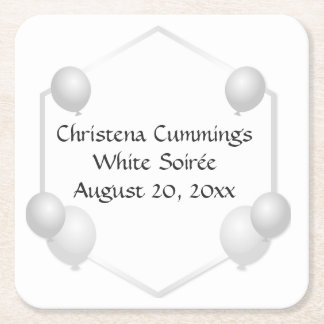 The White Soirée Birthday Square Paper Coaster