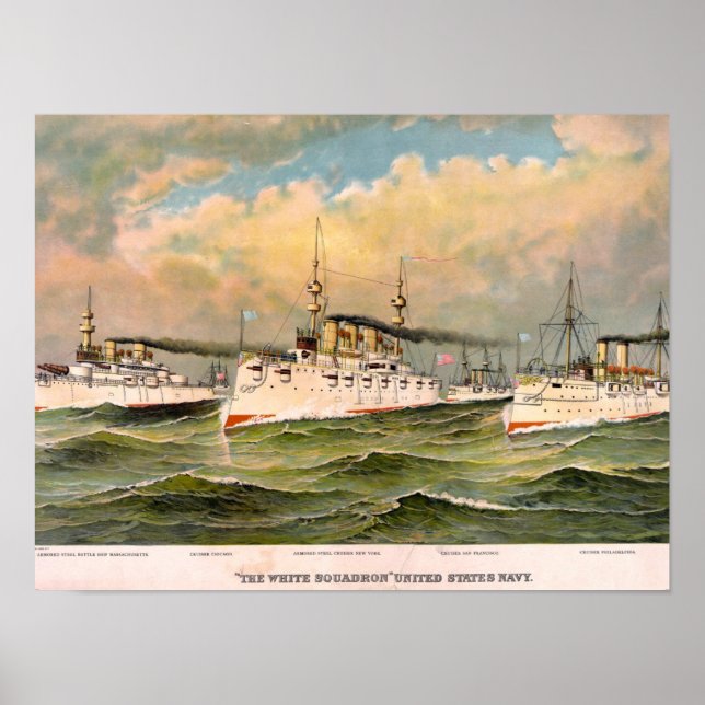 "The white squadron" United States Navy, Vintage Poster (Front)