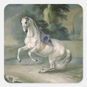 The White Stallion 'Leal' en levade, 1721 Square Sticker