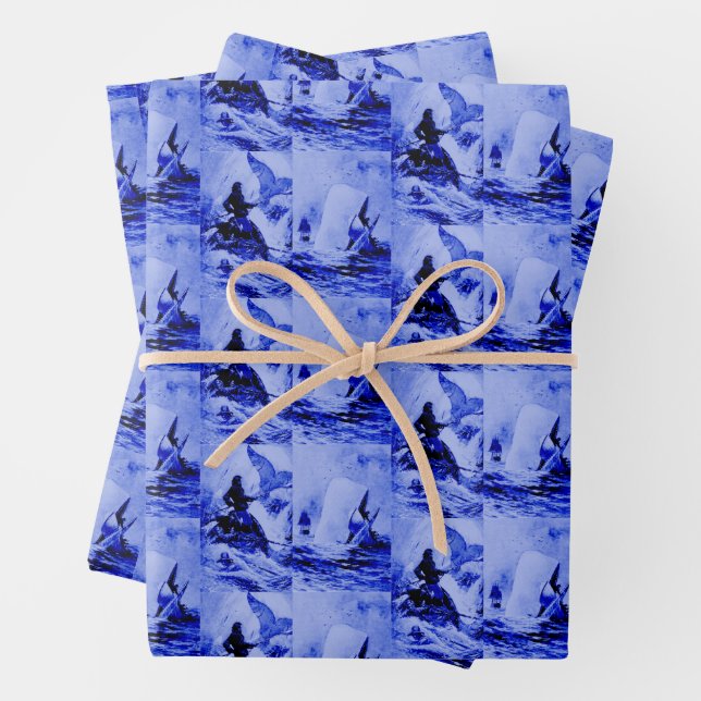 The White Whale Herman Melville Whaler Graphic   Wrapping Paper Sheet (In situ)