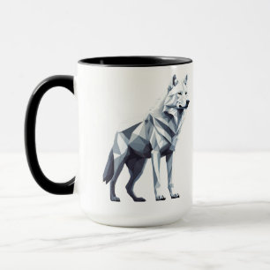 The White Wolf: Elegance in Geometry Mug
