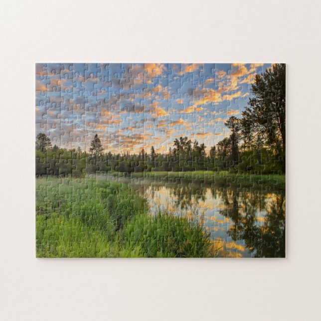 The Whitefish River with nice sunrise clouds Jigsaw Puzzle (Horizontal)