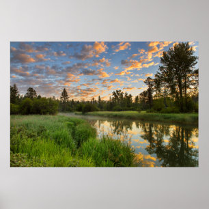 The Whitefish River with nice sunrise clouds Poster