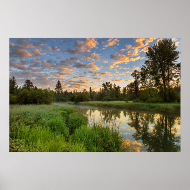 The Whitefish River with nice sunrise clouds Poster (Front)
