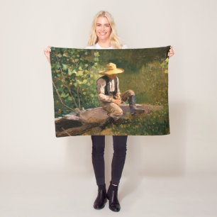 The Whittling Boy (by Winslow Homer) Fleece Blanket