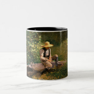 The Whittling Boy (by Winslow Homer) Two-Tone Coffee Mug