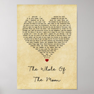 The Whole Of The Moon Vintage Heart Song Lyric Poster