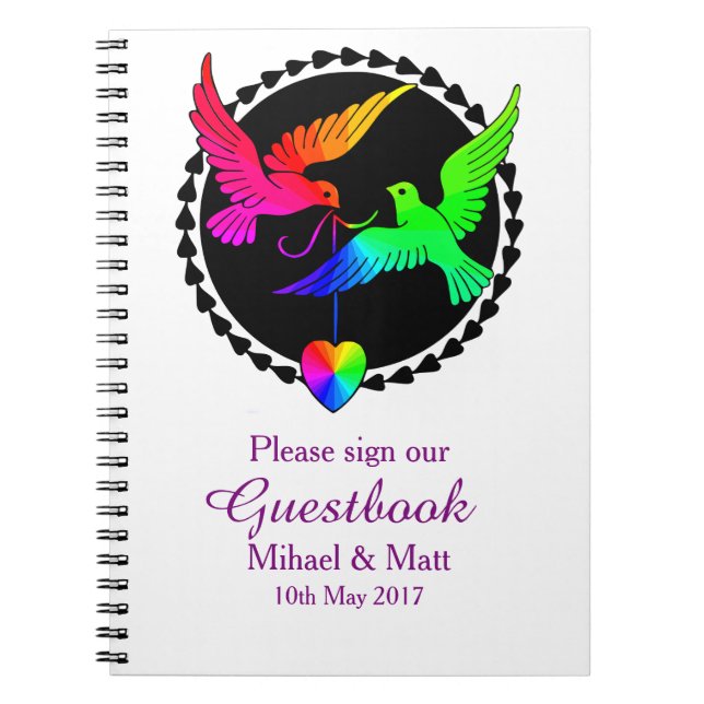 The Whole of the Rainbow Gay Wedding Guestbook Notebook (Front)
