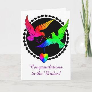 The Whole of the Rainbow Love Doves Lesbian Brides Card