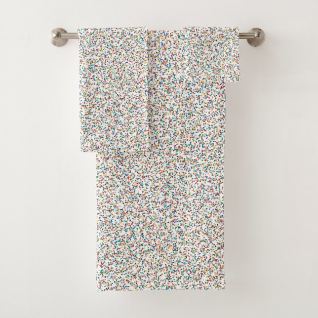 The Whole Rainbow Colourful Speckled Dots Bath Towel Set (Insitu)
