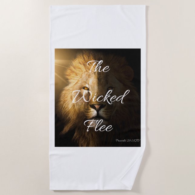 The Wicked Flee Proverbs 28:1 KJV Beach Towel (Front)