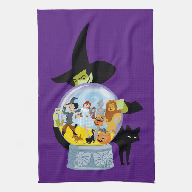 The Wicked Witch Crystal Ball Halloween Tea Towel (Vertical)