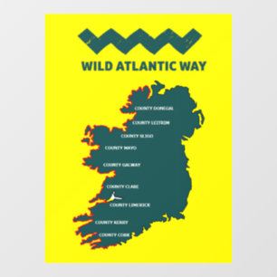 The Wild Atlantic Way Ireland's Coastal trip Window Cling