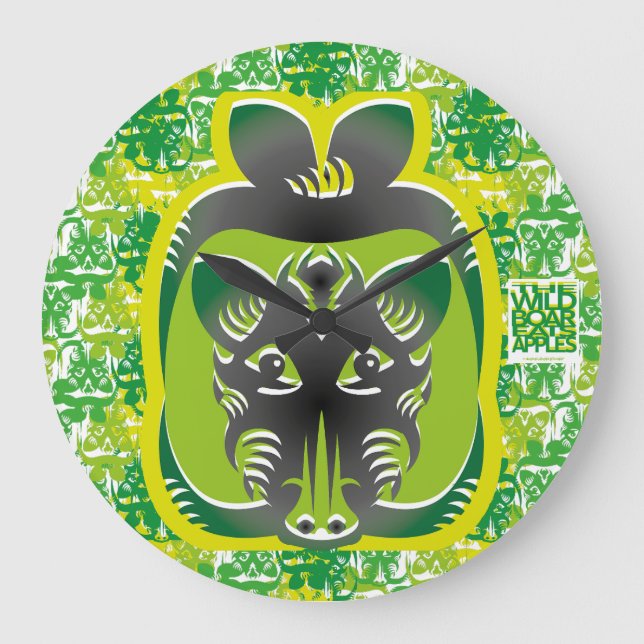 THE WILD BOAR EATS APPLES BY MASANSER LARGE CLOCK (Front)