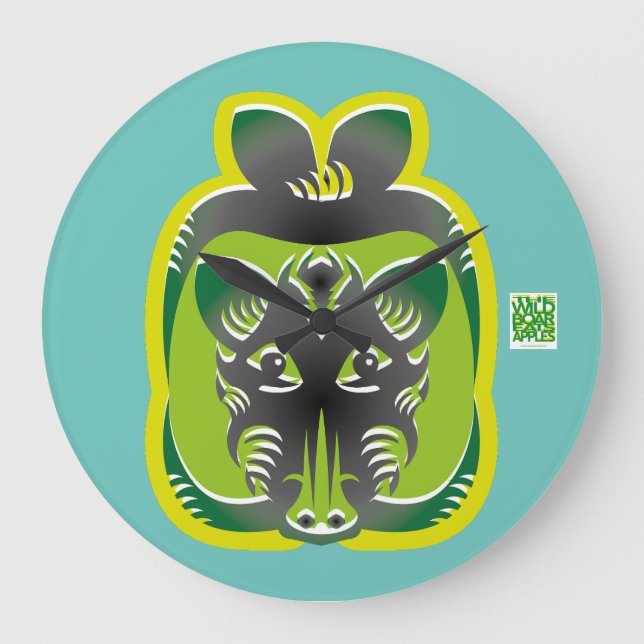 THE WILD BOAR EATS APPLES BY MASANSER LARGE CLOCK (Front)