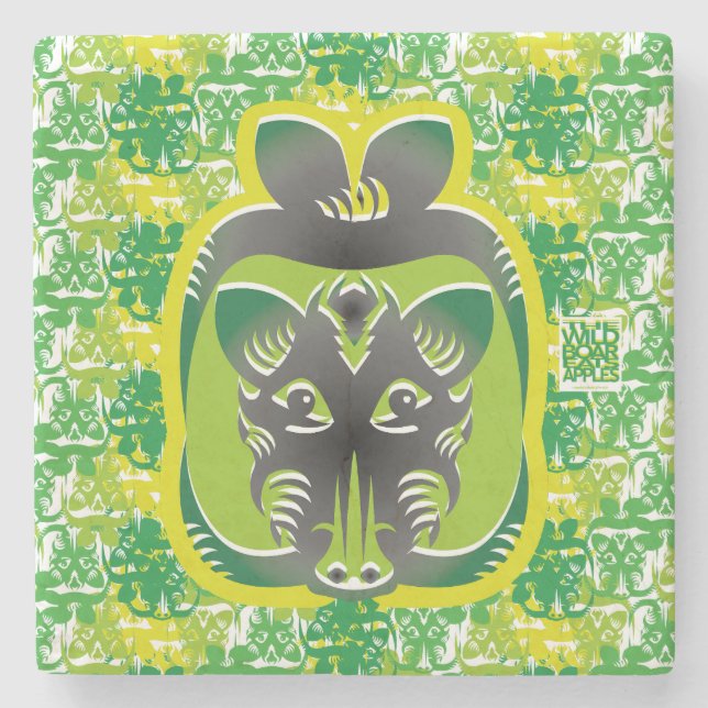 THE WILD BOAR EATS APPLES BY MASANSER STONE COASTER (Front)