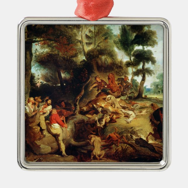 The Wild Boar Hunt Metal Tree Decoration (Front)