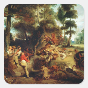 The Wild Boar Hunt Square Sticker