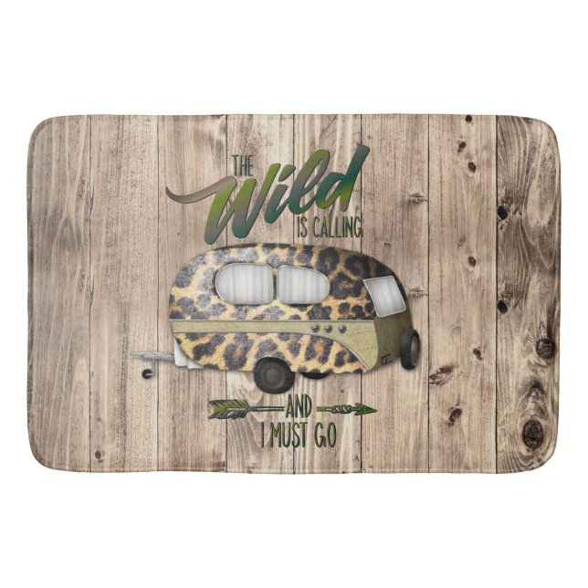 The Wild Is Calling And I Must Go Camping Bath Mat (Front)