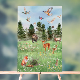 The Wild Life of Forest Animals Acrylic Sign