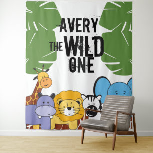 The Wild one Safari First birthday Party Tapestry