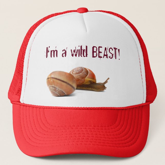 The wild side of a snail trucker hat (Front)