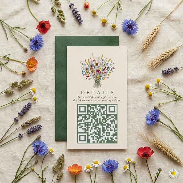 The Wildflower Meadow Wedding Suite - QR Code Enclosure Card (Creator Uploaded)