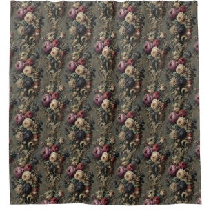 The Wilted Vigil – Gothic Floral Shower Curtain