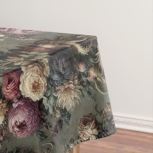 The Wilted Vigil – Gothic Large Print Tablecloth (In Situ)