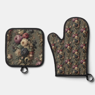 The Wilted Vigil – Gothic Victorian Oven Mitt & Pot Holder Set