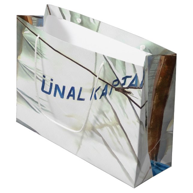 The Windblown Sails Of Unal Kaptan Acrylic Art Large Gift Bag (Front Angled)