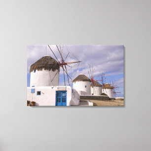 The windmills of Mykonos on the Greek Islands Canvas Print