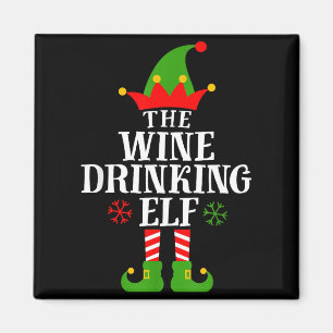 The Wine Drinking Elf Funny Matching Family Christ Magnet