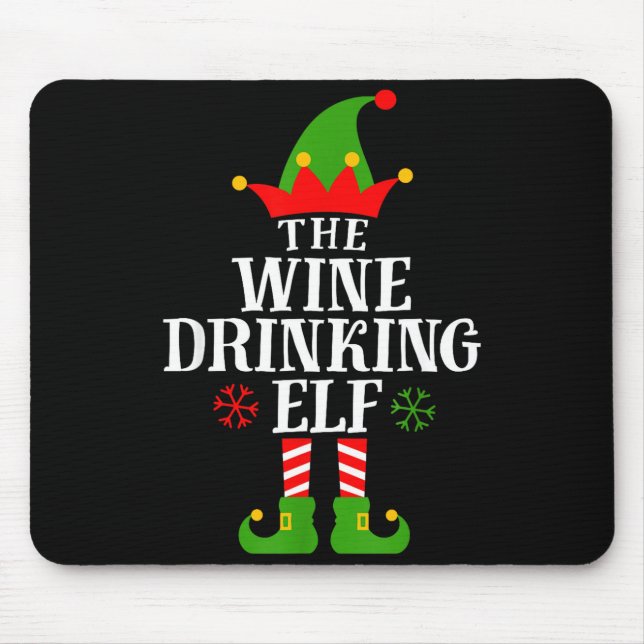 The Wine Drinking Elf Funny Matching Family Christ Mouse Mat (Front)