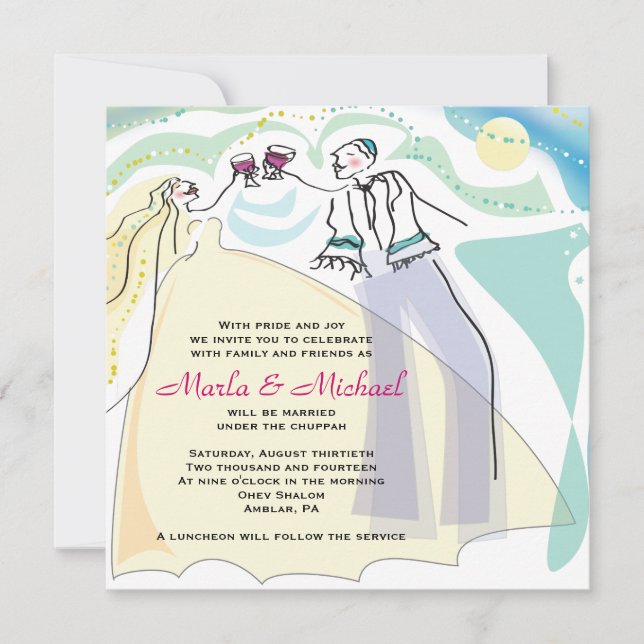 The Wine Jewish wedding Invitation (Front)