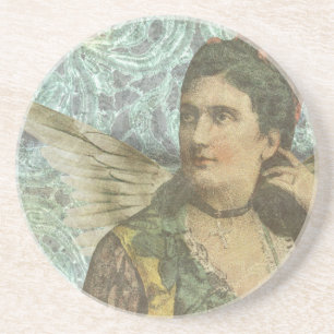 The Winged Lady Digital Collage Coaster