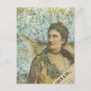 The Winged Lady Digital Collage Postcard