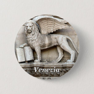 The Winged Lion of Saint Mark Statue 6 Cm Round Badge