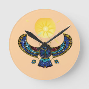 The Winged Scarab of Ancient Egypt Round Clock