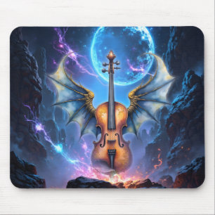 The Winged Violin of Moonlit Realms Mouse Mat
