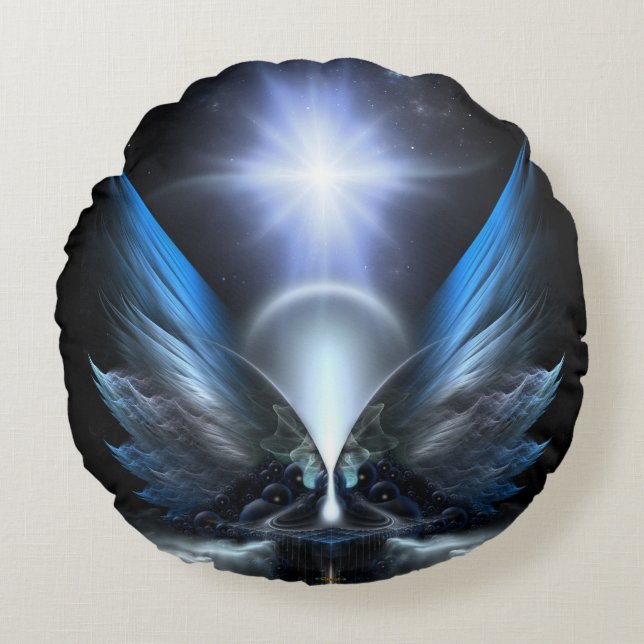 The Wings Of Anthropolis Round Throw Pillow (Front)