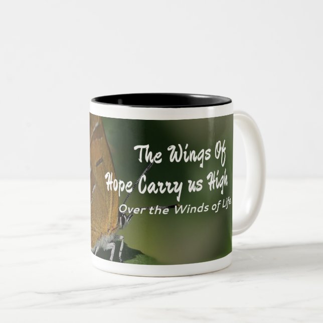 The Wings of Hope: Inspiring Butterfly Quote Two-Tone Coffee Mug (Front Right)