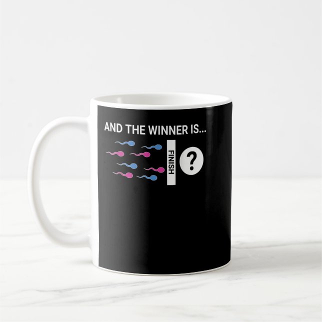 The Winner Is Cute Baby Gender Reveal Party Joke  Coffee Mug (Left)