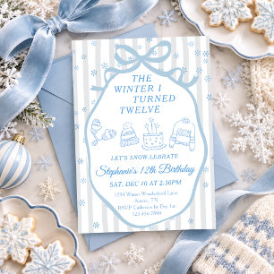 The Winter I Turned Twelve Girl 12th Birthday Invitation
