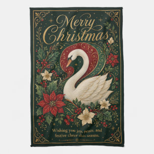 The Winter Swan’s Serenade Tea Towel