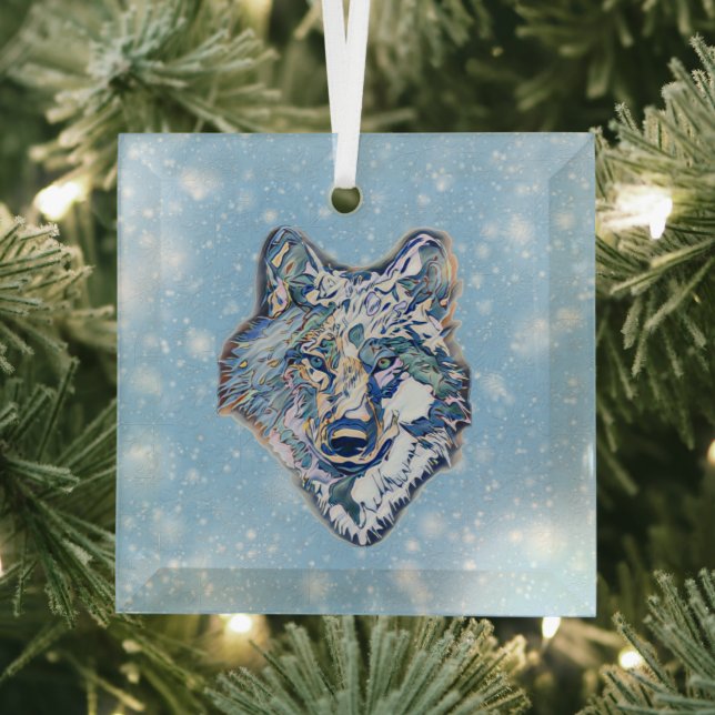 The Winter Wolf    Glass Tree Decoration (Insitu)