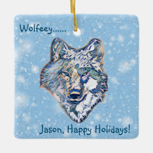 The Winter Wolf (personalized) Metal Ornament