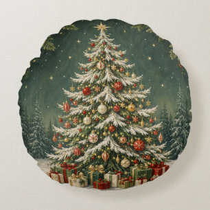 The Winter Woodland's Crown Jewel Round Cushion